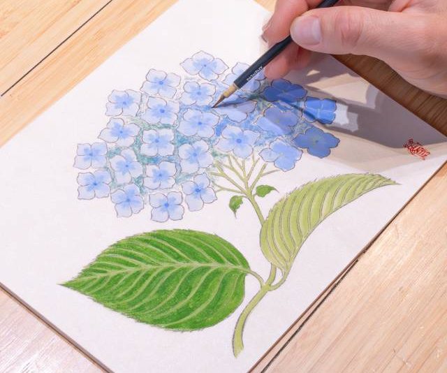 PIGMENT TOKYO ワークショップ ［入門］岩絵具で花をえがく（あじさい）