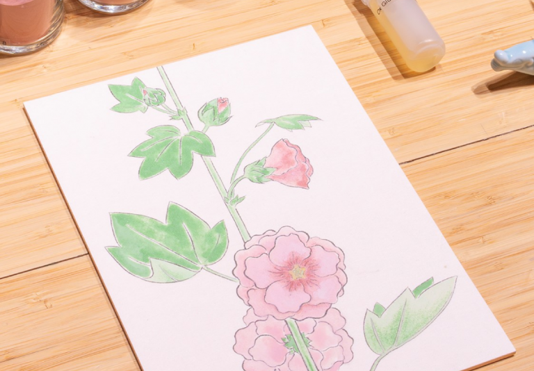 PIGMENT TOKYO ワークショップ ［入門］岩絵具で花をえがく（たちあおい）