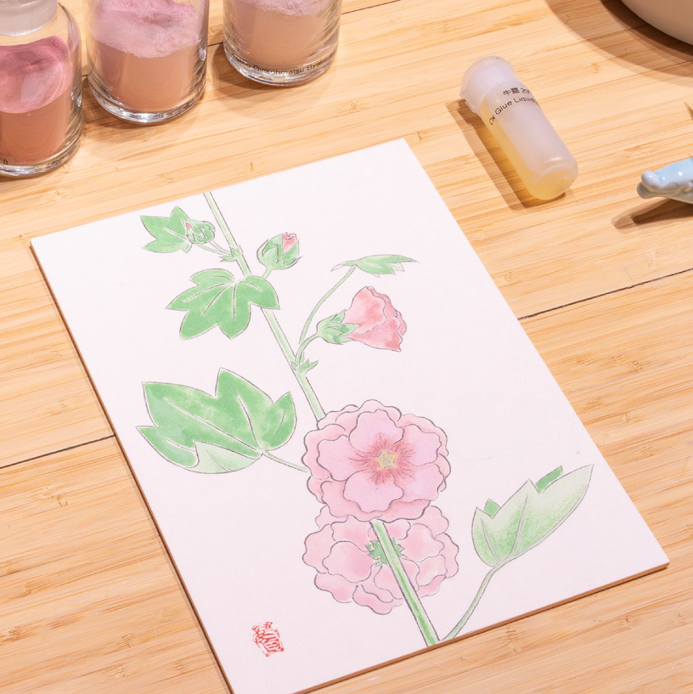PIGMENT TOKYO ワークショップ ［入門］岩絵具で花をえがく（たちあおい）