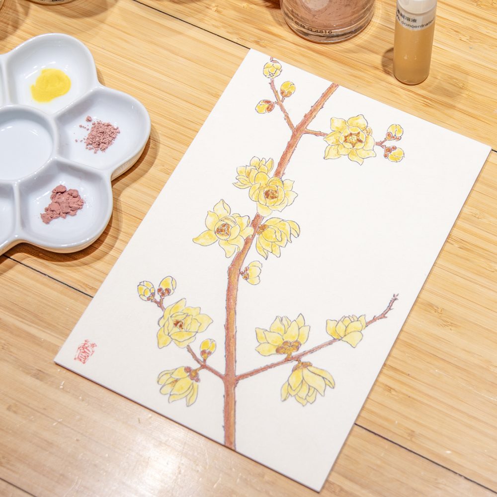 PIGMENT TOKYO ワークショップ ［入門］岩絵具で花をえがく（ろうばい）