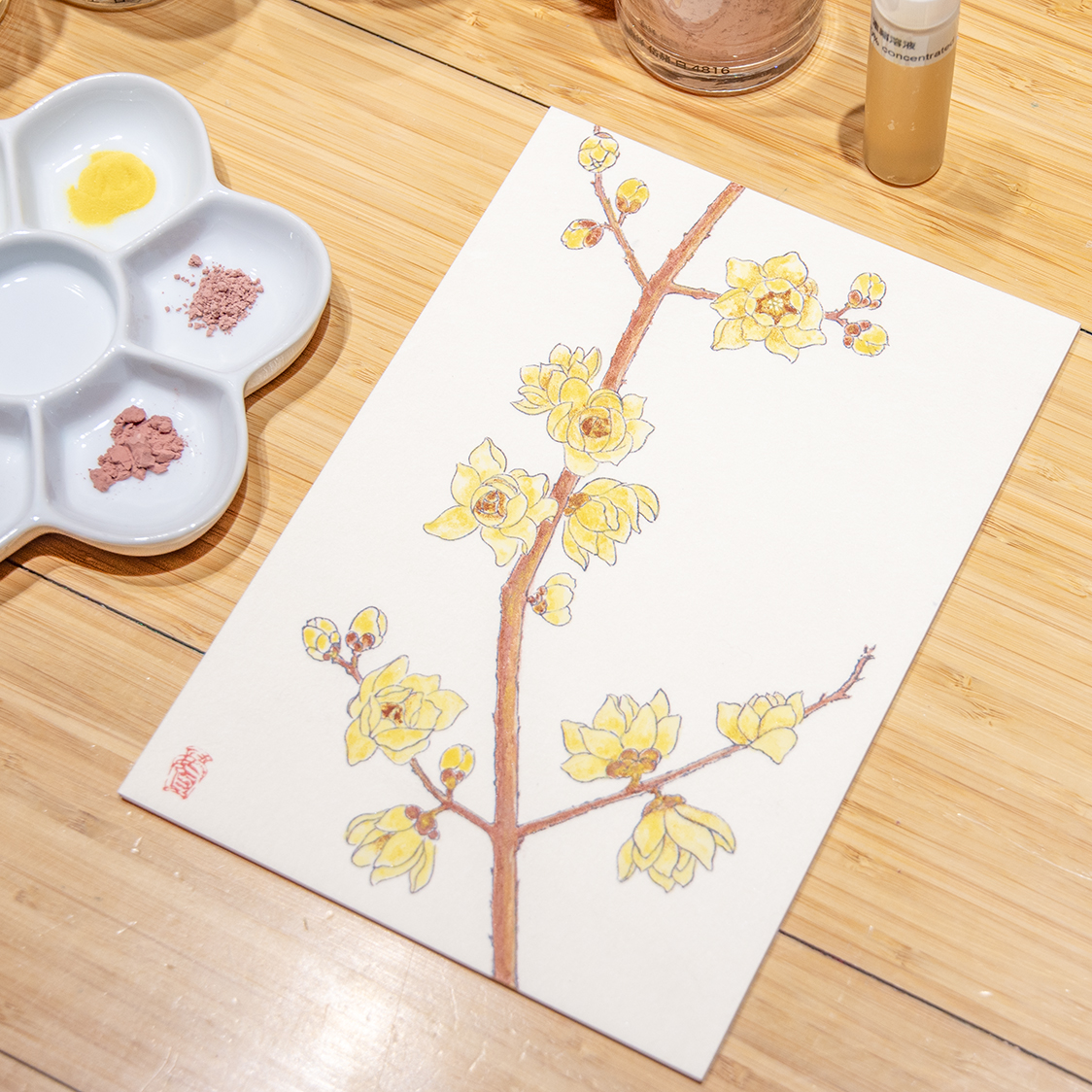 PIGMENT TOKYO ワークショップ ［入門］岩絵具で花をえがく（ろうばい）